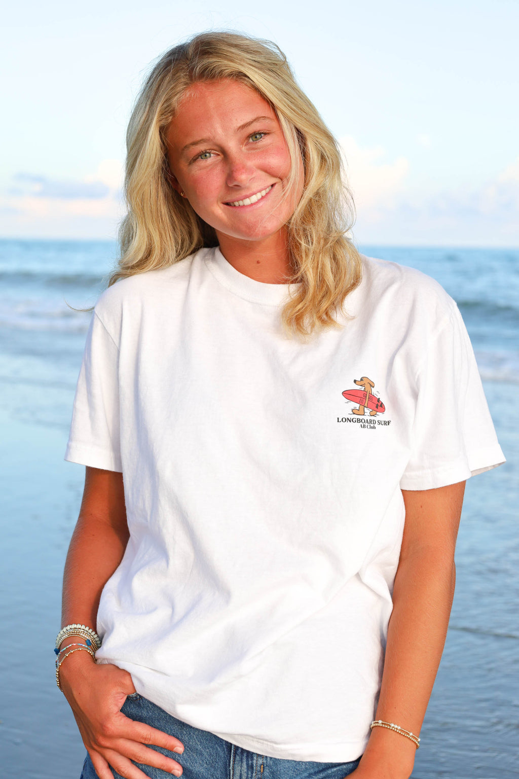 White Surf dog tee