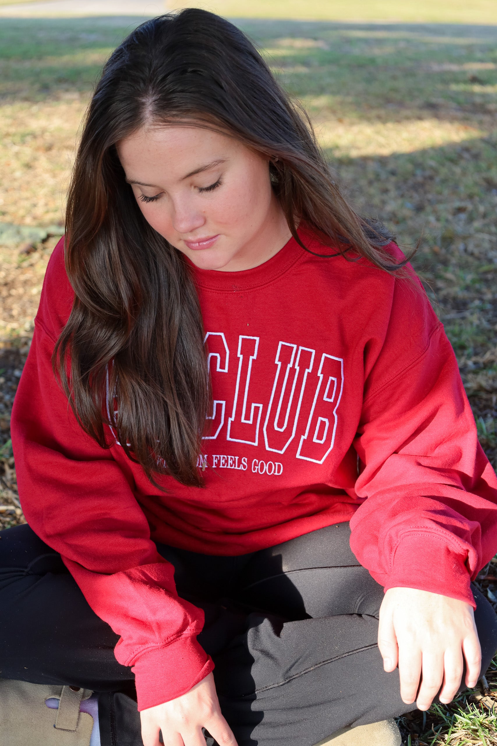 Freedom feels good embroidered crewneck