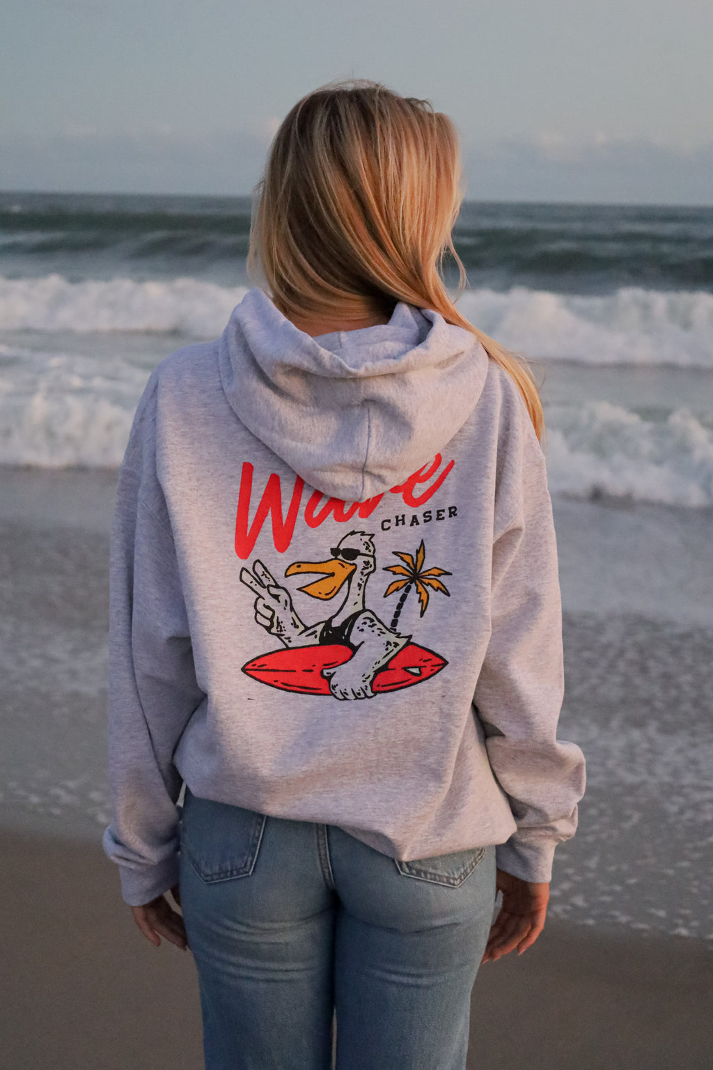 Grey wave chaser hooded sweatshirt