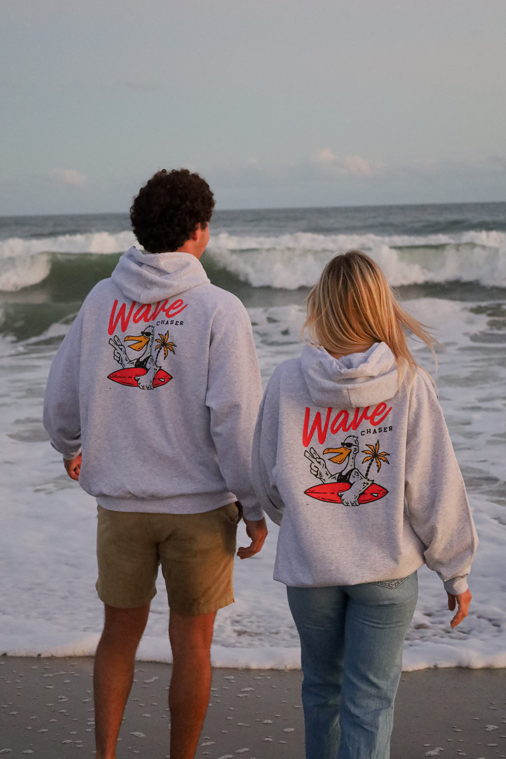 Grey wave chaser hooded sweatshirt