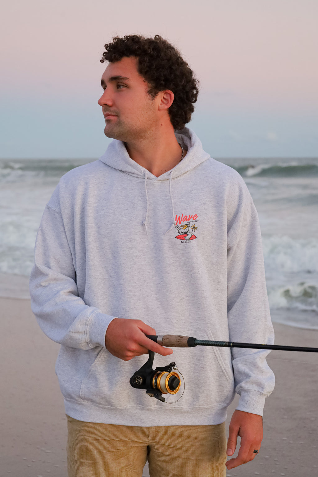 Grey wave chaser hooded sweatshirt