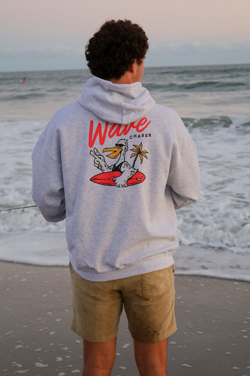 Grey wave chaser hooded sweatshirt