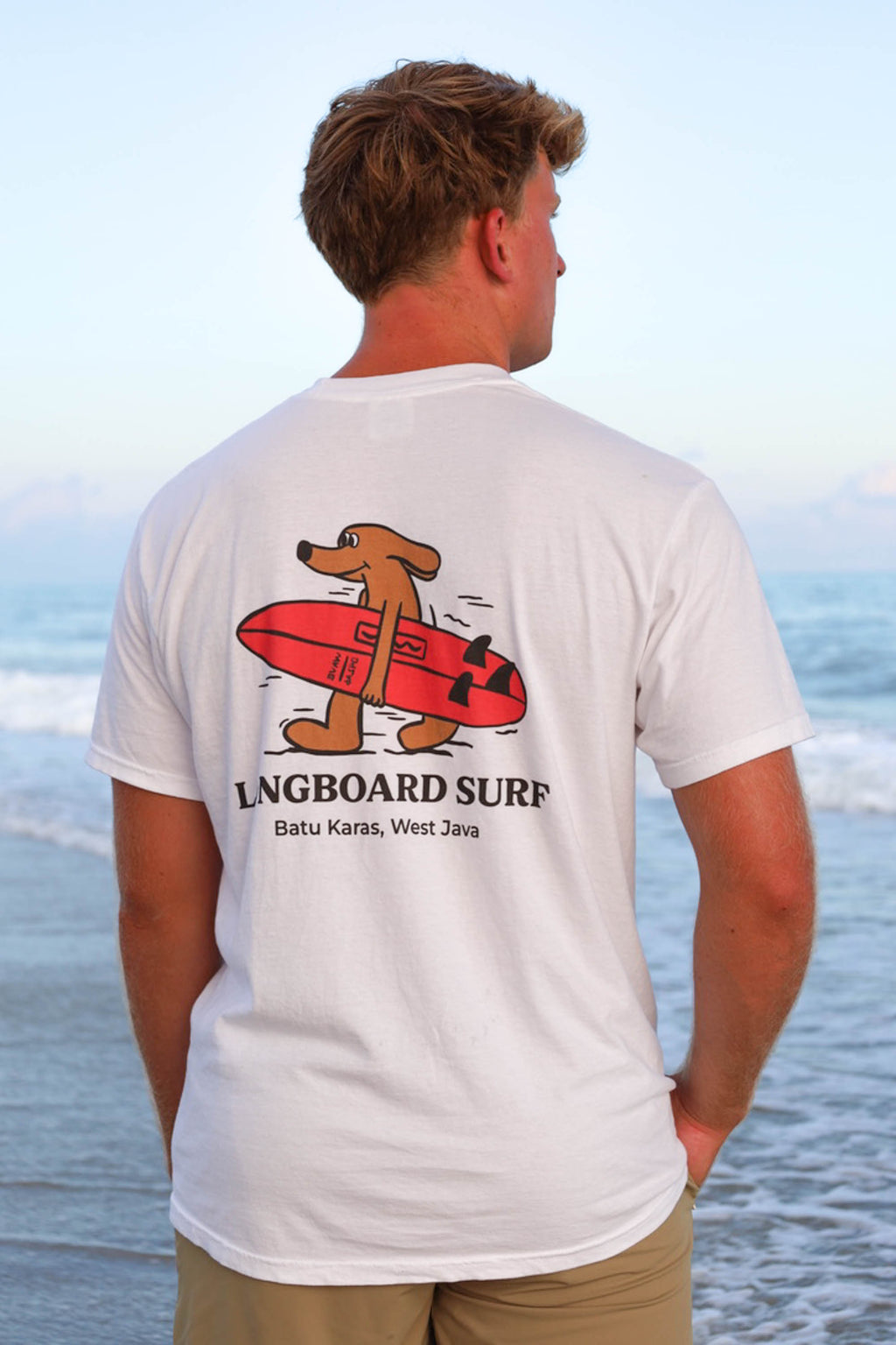 White Surf dog tee