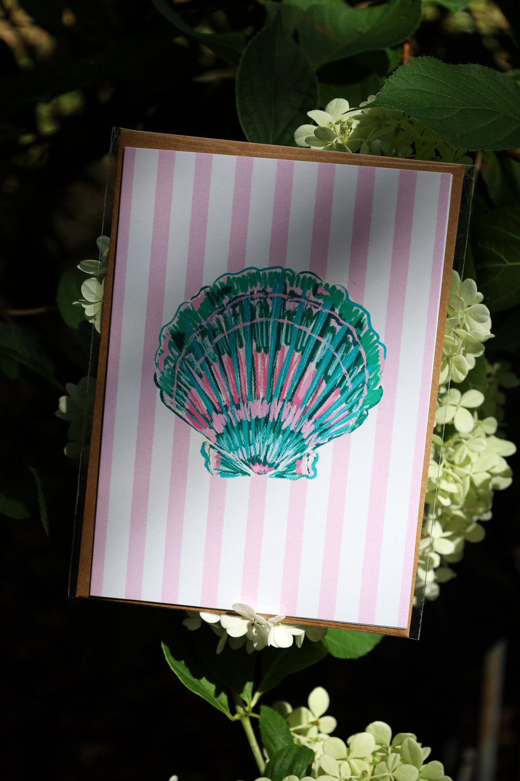 Seashell beach coastal greeting card