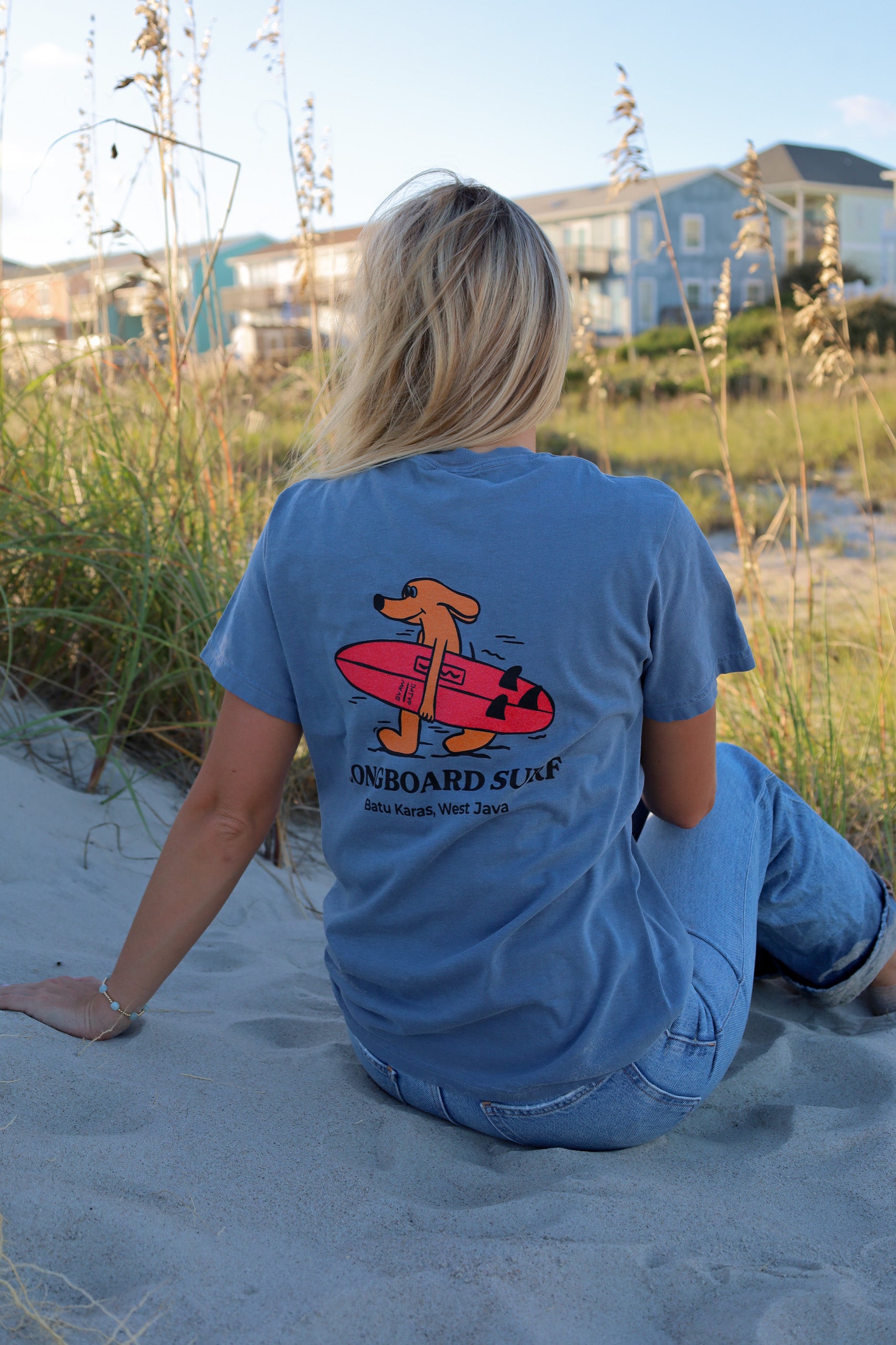 Dark blue surf dog tee