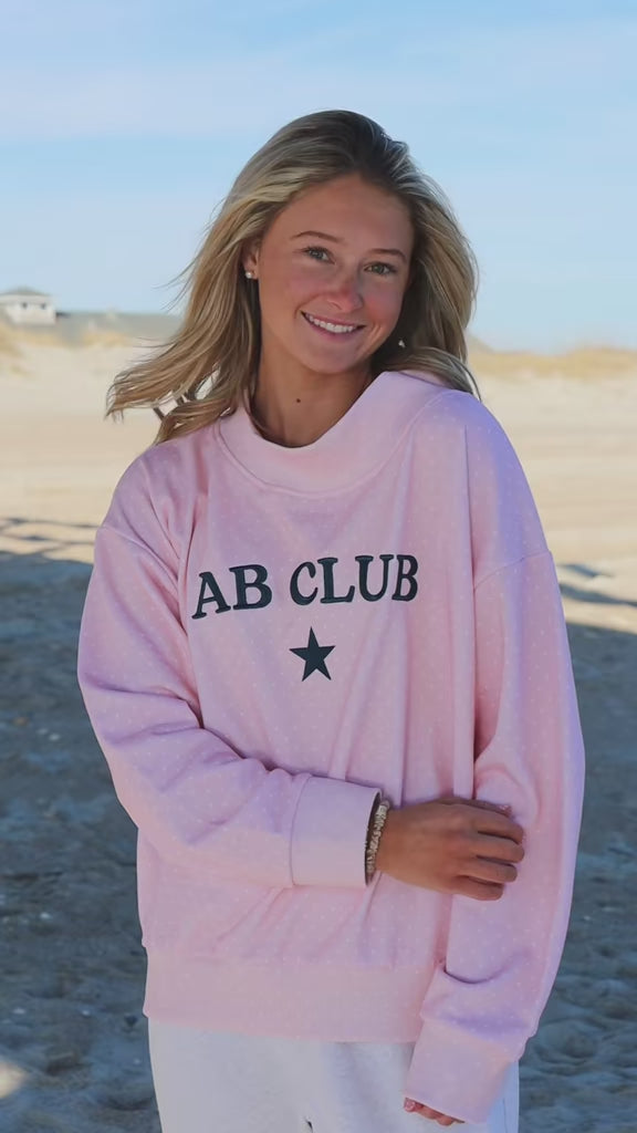 Embroidery harbor pink mock neck